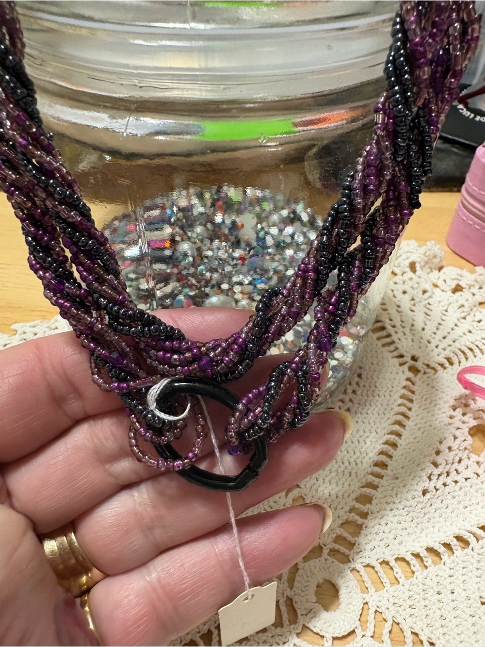 N53 Multi-Strand Purple Seed Bead Necklace